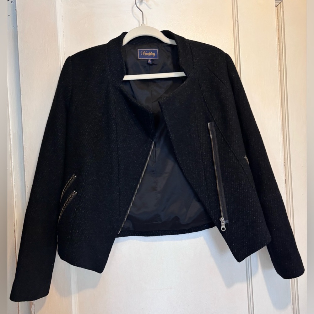 Madewell x Buckley Tailors Wool Moto Jacket Blazer Black Size 4